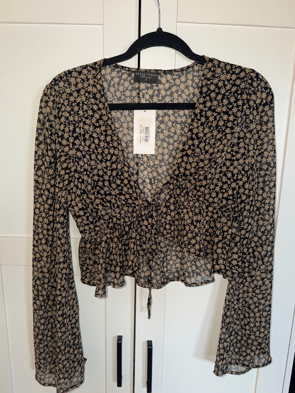 Dress Forum Black Floral Tie-Front Blouse